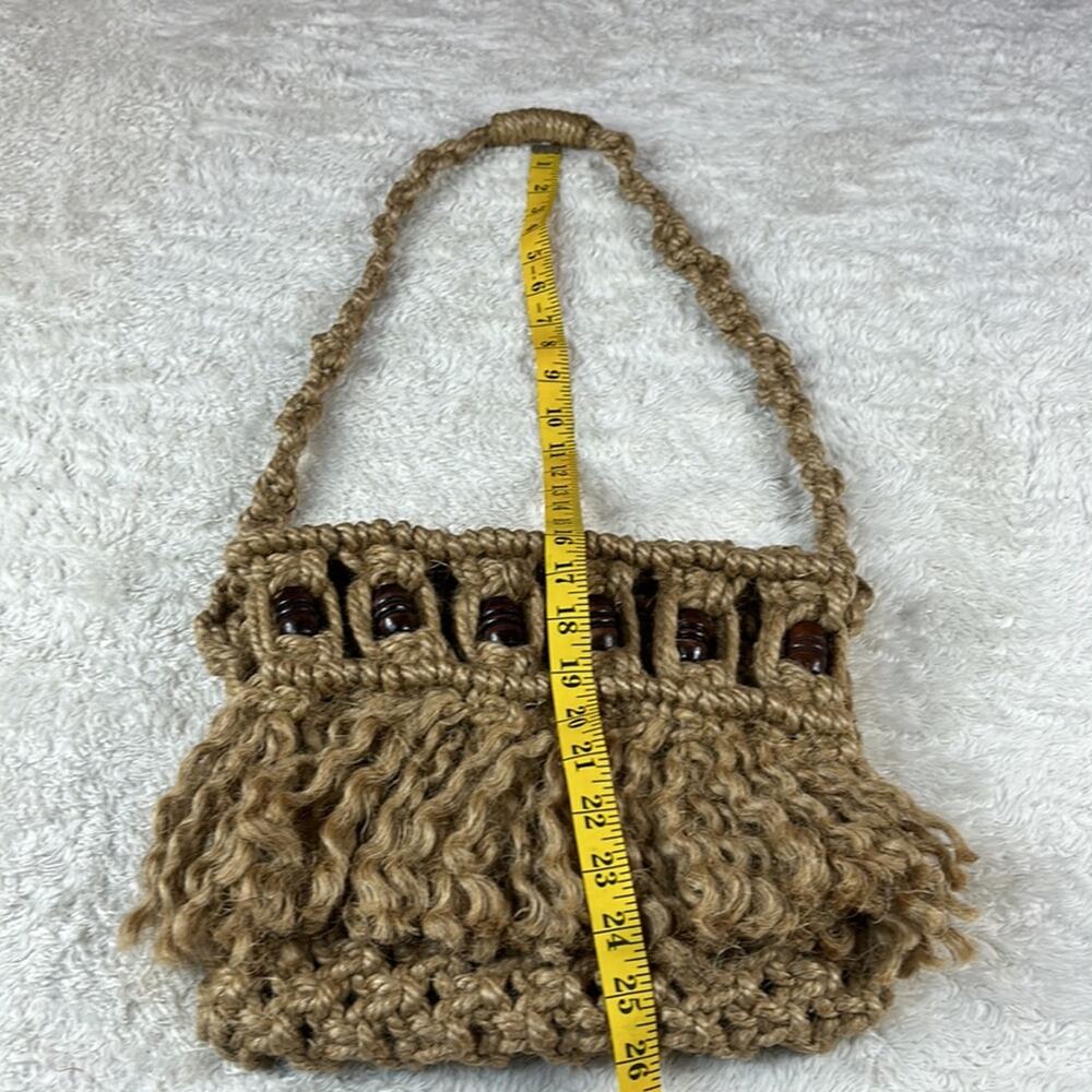 Unbranded Macrame rope and wood bead shoulder bag purse - Picture 4 of 7